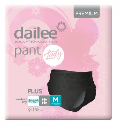 Dailee Pant Premium Lady Black Plus M, kalhotky natahovací pro ženy 15 ks